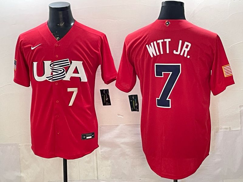 Men 2026 World Cub USA #7 Witt jr Red Nike MLB Jersey style 007